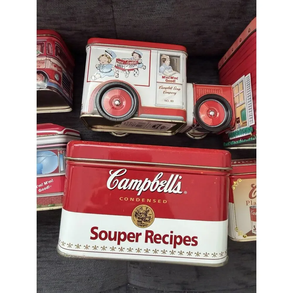Vintage Campbell’s Soup Tin Boxes Set Of 6 Assorted Retro Campbell Kid Designs